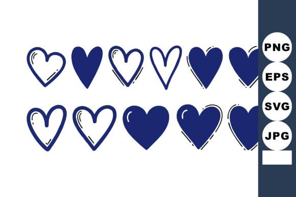 Blue Hearts Vector Set with Hand-drawn S: Elevating Your Design Projects