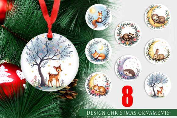 Celestial Watercolor Animal Ornaments