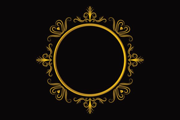Elegant Gold Ornamental Circle Frame