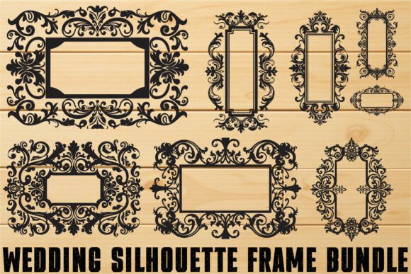 Elegant Wedding Frame Silhouettes Set