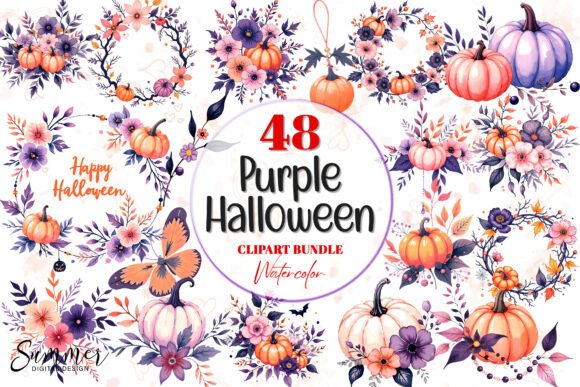 Elevate Designs with Purple Halloween Watercolor Sublimation