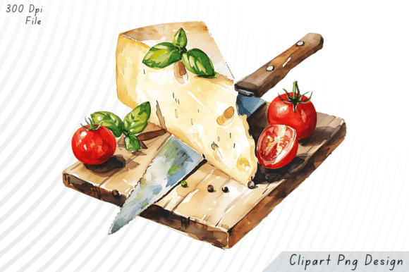 Elevating Culinary Designs with Watercolor Cheese and Tomato PNG Clipart