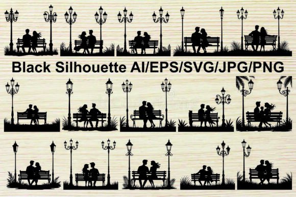 Evaluating the Couple Park Bench Silhouette Bundle for Creative Projects