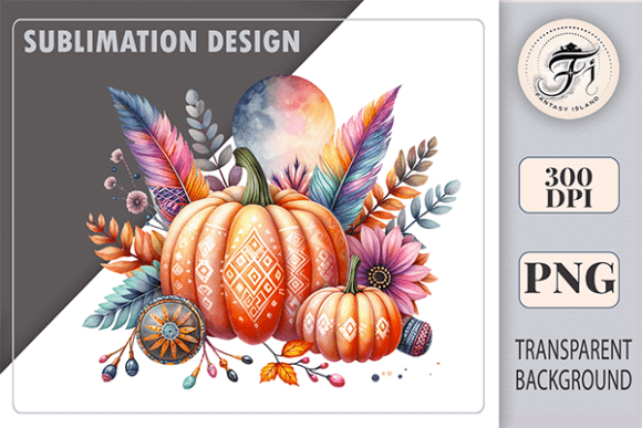 Fall Boho Pumpkin PNG: Autumn Clipart Charm
