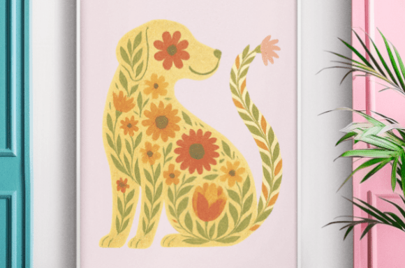 Floral Dog Illustration: Art & Design