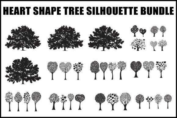 Heart Shape Tree Silhouette Bundle