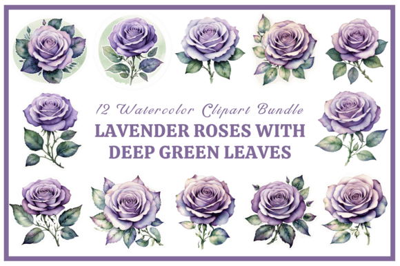 Lavender Roses with Green Leaves Bundle