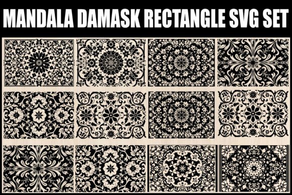 Mandala Damask Rectangle SVG Set