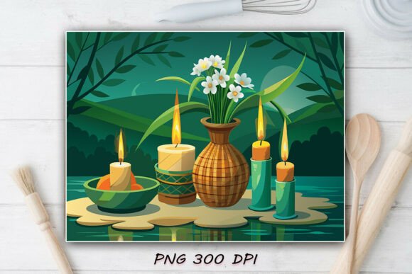 Strategic Visual Positioning with Jasmine Flowers and Candle Decor Art
