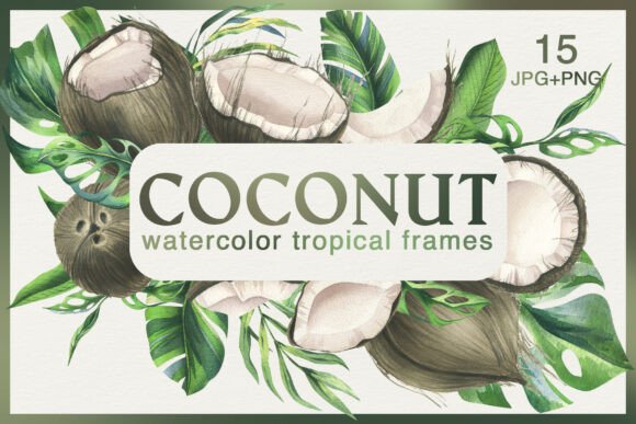 Tropical Text Frames Watercolor Template