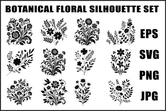 Unlocking Creative Potential with the Black Botanical Floral Silhouette Set