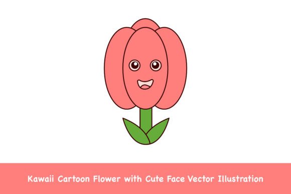 Unlocking the Charm of Kawaii Cartoon Flower with Cute Face Vector Illustration