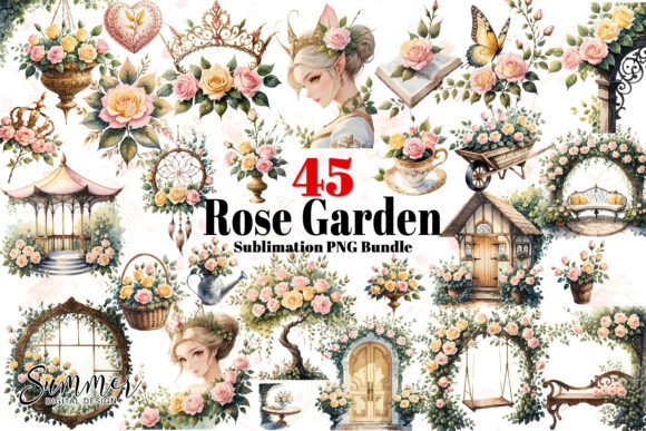 Watercolor Rose Garden PNG Bundle: A Creative Resource for Timeless Designs