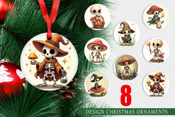 Whimsical Holiday Decor: Elevating Your Tree with Ornament Mushroom Mage Skeletons